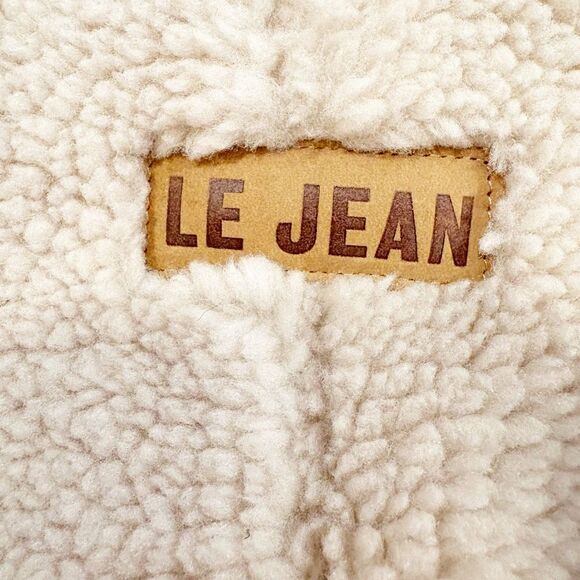 Anthropologie Le Jean Alina Faux Sherpa Coat Size Small Denim Jacket Western - Picture 9 of 10